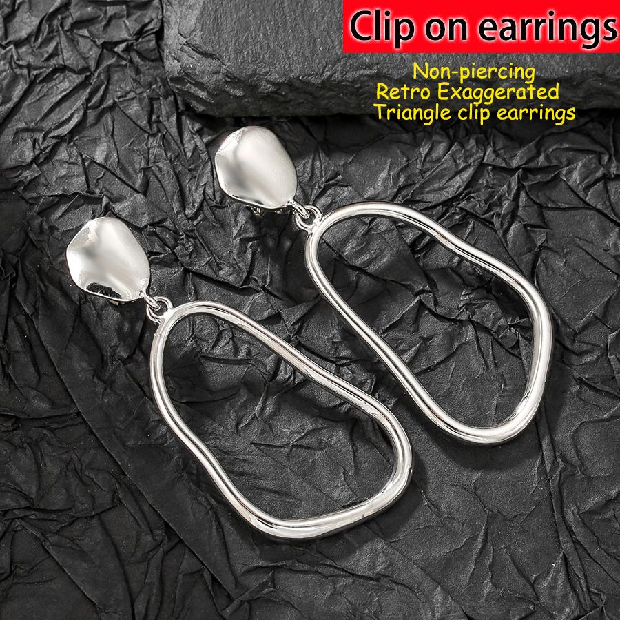New Minimalist Geometric Clip on Earrings for Women Hollow Irregular Creative Smooth Irregular Ear Clips Statement Jewelry Gifts