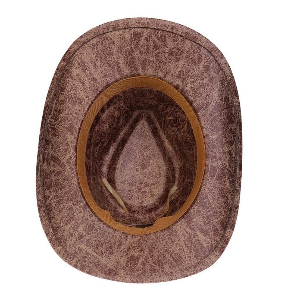 Faux Leather Cowgirl Hat Studded Bullhead Jazz Hat Trendy Sombrero Hat For Men Women