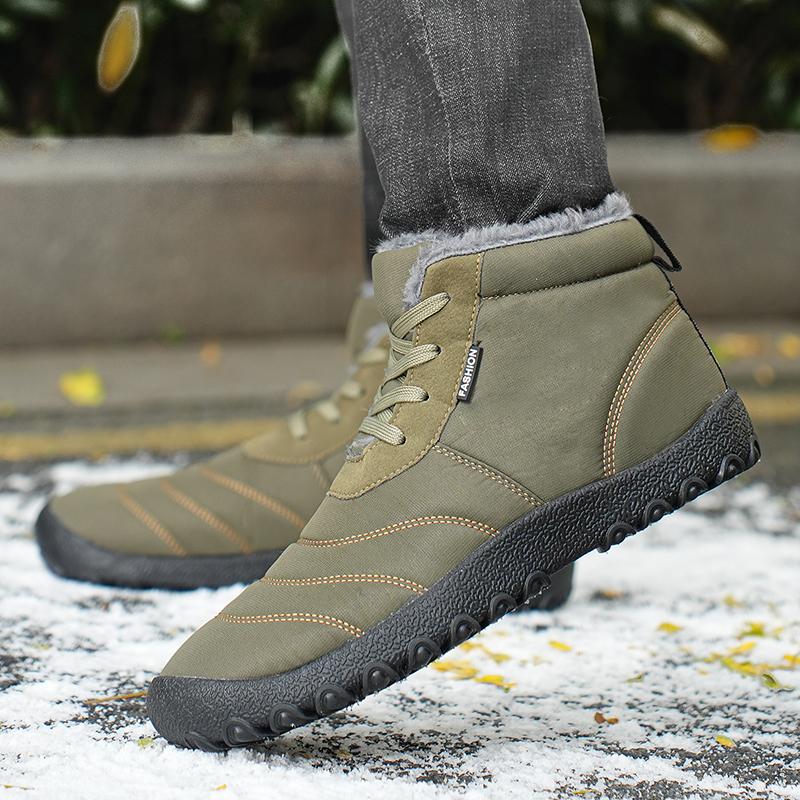 Autumn and Winter Men's Warm Cotton Boots Plus Cotton Goose Down Cotton Shoes Men's Snow Boots Thick Warm Shoes