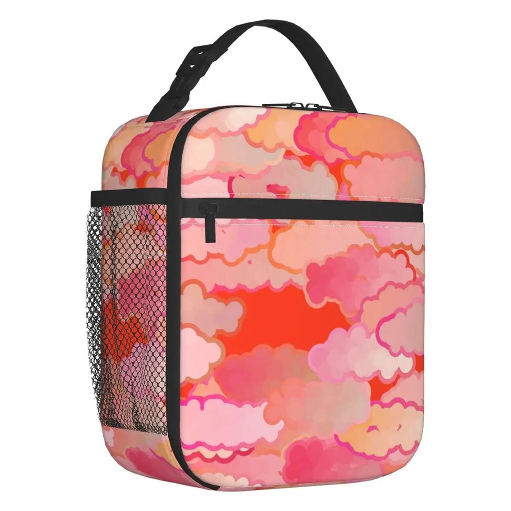 Japanese Clouds Insulated Lunch Bags for School Office Turquoise And Aqua Cloud Portable Cooler Thermal Lunch Box Women Children