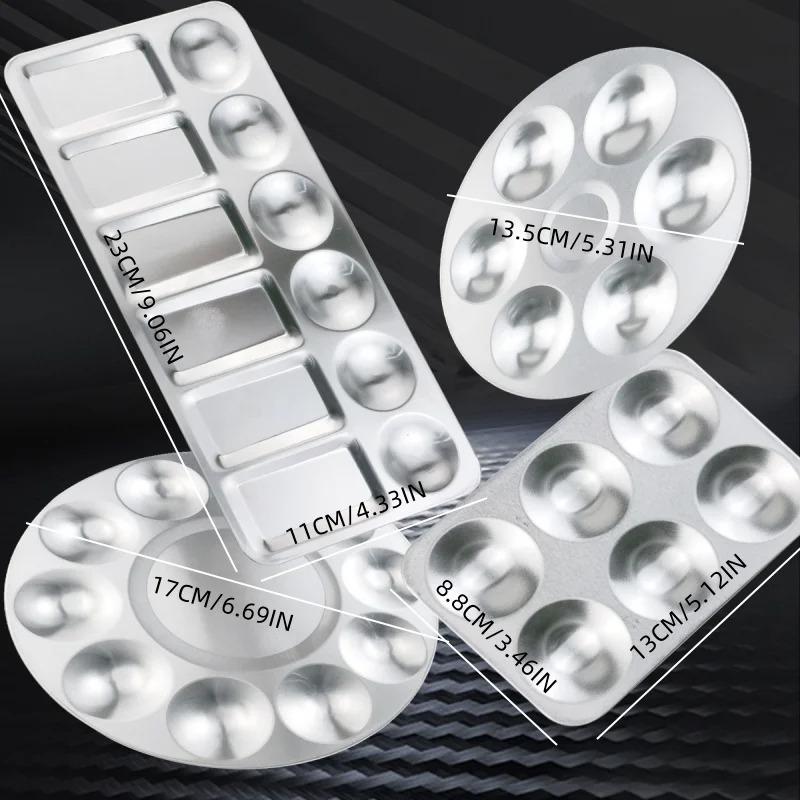 1pcs Aluminum Color Palette 6 Hole Square Circular Children's Painting Color Palette Watercolor Acrylic Pigment Palette