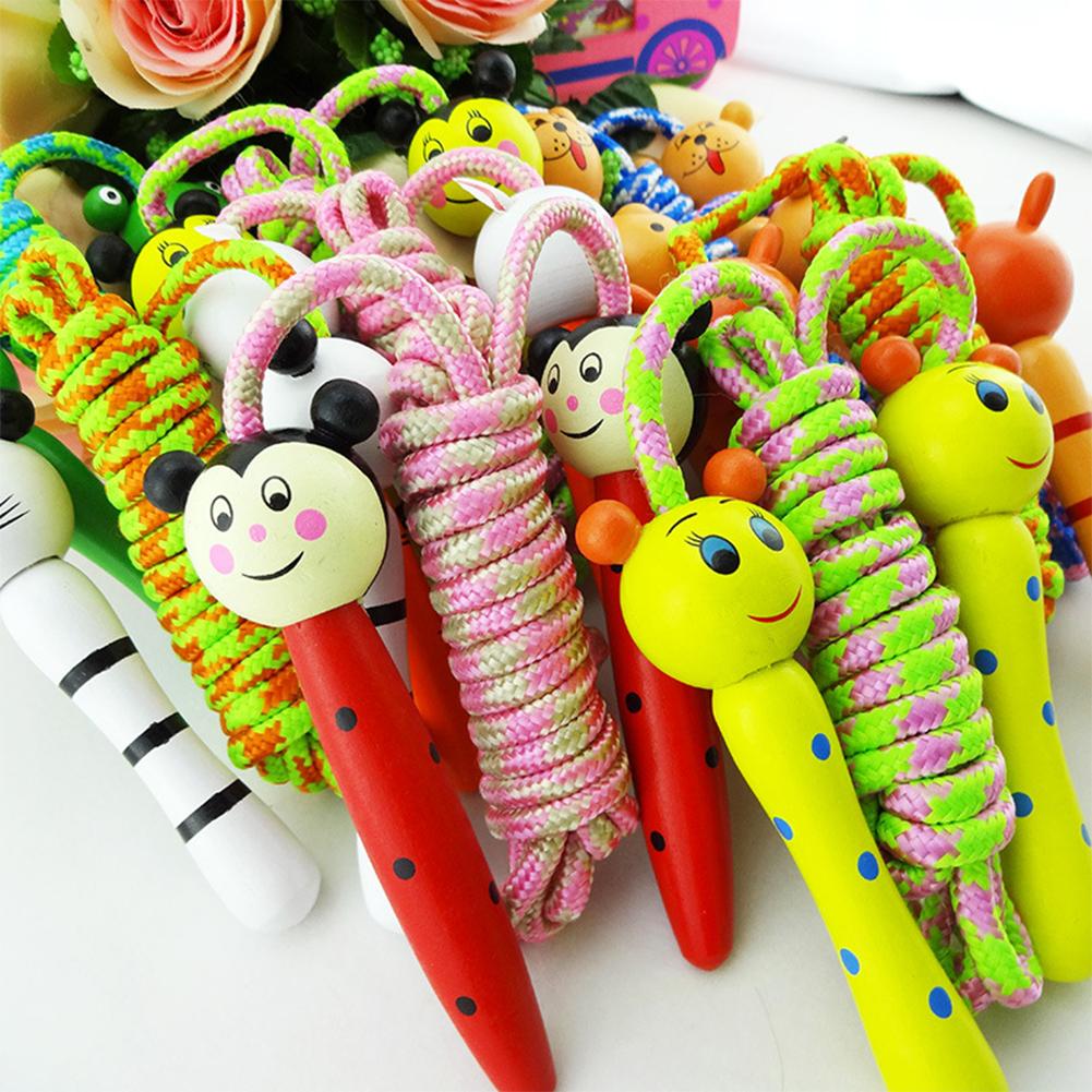 Creative Cute Skipping Rope Children's Toy Wooden Handle Jumping Game Fitness Build Random Handle Style Award Christmas Halloween Gift