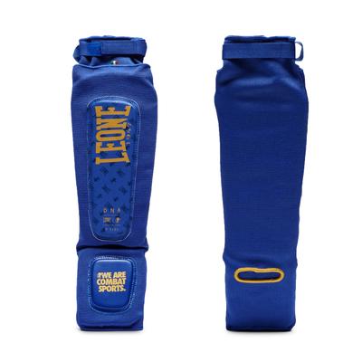 LEONE 1947 Martial Arts Kickboxing MMA Shin Guards Unisex Leg Guards Fabric EVA Padded M PT123 [DNA] Size/Blue [Genuine]
