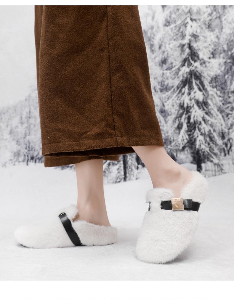 Damskie pluszowe bawełniane kapcie z zakrytymi palcami w stylu koreańskim na jesień i zimę