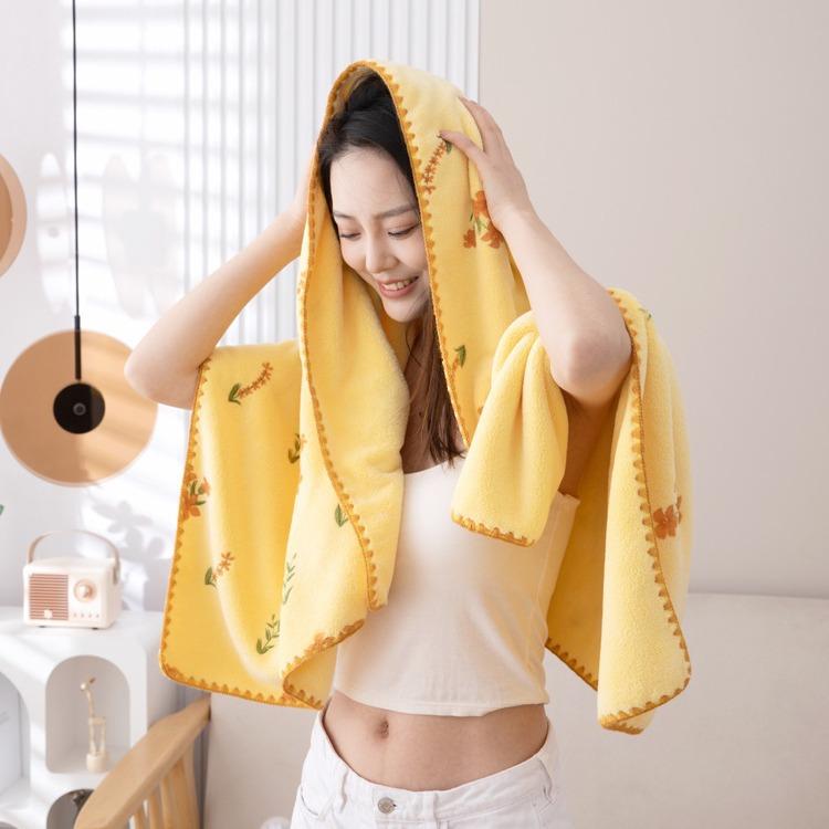 New Lavender Warp Knitted Coral Fleece Towel Bath Towel Set, Large Bath Towel Wrap Towel Household Face Towel