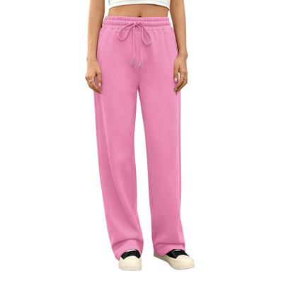 Pantalones Deportivos Casuales de Pierna Ancha Cálidos para Mujer Forrados de Lana con Cordón Cintura Alta Pierna Recta Pantalones para Gimnasio, Trayecto, Casa