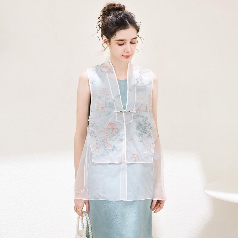 Women s Embroidered New Chinese Style Silk Vest M