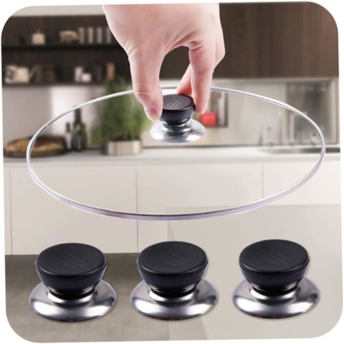FRCOLOR 3-Piece Replacement Pot Lid Handle Set, Stainless Steel, High Temperature Resistant, Easy Installation, Pot Cover Accessories