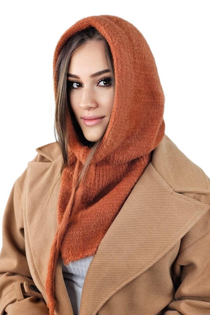 Blanka Hood Fashionable Winter Warm Caramel Color