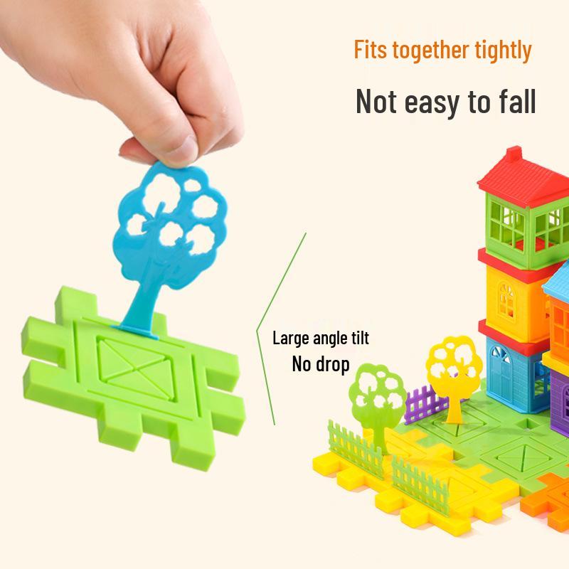 Educational Building Blocks Set for Kids: Large Particle Assembly Toy for Ages 3 to 6, featuring a Small Villa Design