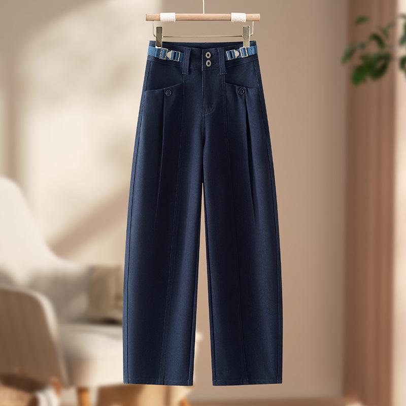 Women's High-Waist Curved Knife Pants - Spring/Autumn 2026, Slimming, Versatile, Straight-Leg, Niche Design.