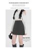 Women's High-Waisted Gray Polka Dot Woolen Half-Skirt - Slimming, Thickened, Petite Fit for Autumn/Winter 2025