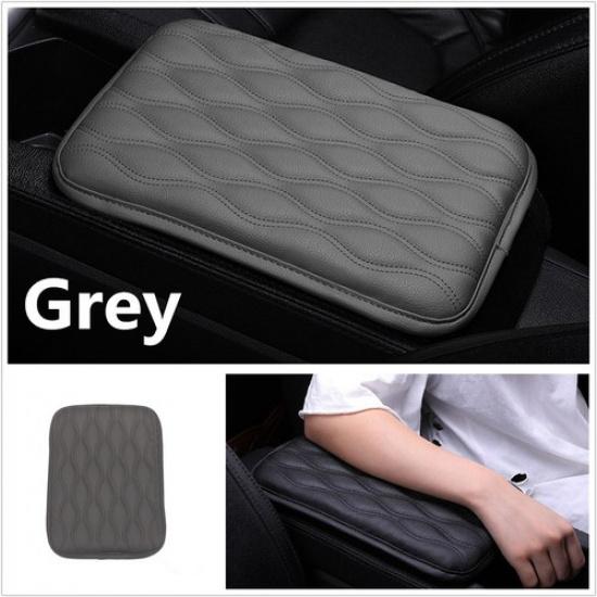Grey Leather Car Center Console Box Armrest Cushion Cover Arm Rest Pad Universal