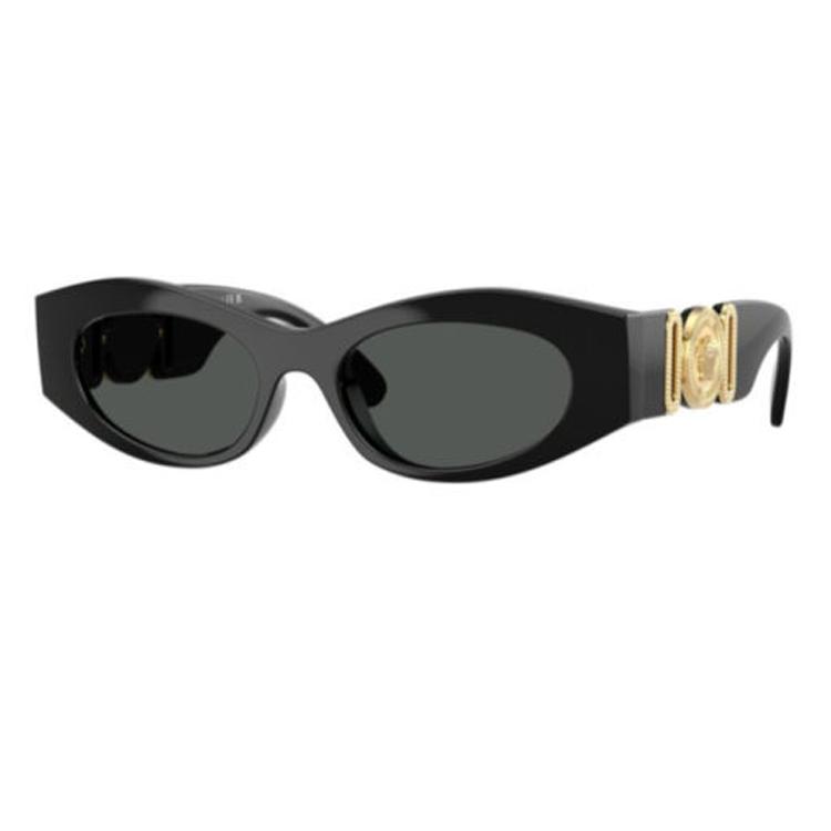 Versace Solid Design Cat Eye Sunglasses Women sunglasses Black VE4480U Basic Packaging,Black with Gold Edge