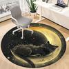 1PC Moon Cat Office Round Area Rug, Mat Suitable For Office, Under Office Chairs Bedroom Living Room Home Decor, Room Deco