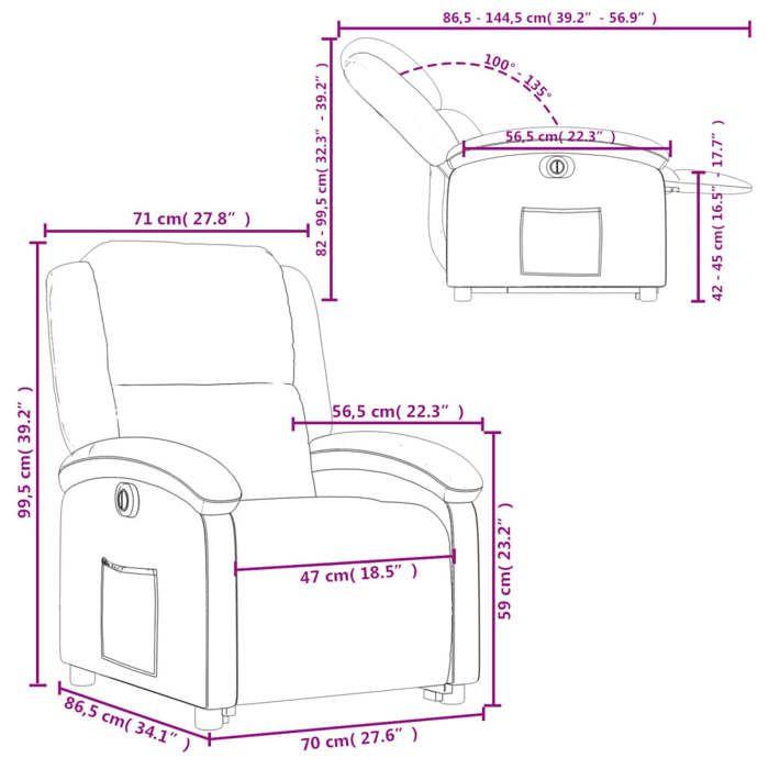 VidaXL Electric Recliner, Relaxation Chair with Adjustable Backrest and Footrest, Living Room Seat, Modern, 3204190