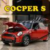 1:18 Mini Cooper S Spielzeugauto Legierung Druckgussmodell Vorderradlenkung Türen zu öffnen Gummireifen Miniaturautos Sammeln Hobbys