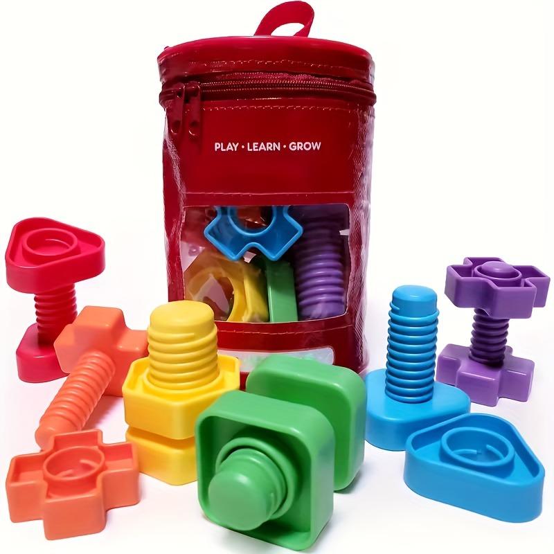 

Plastic screw and nut matching building blocks educational toy for kids 20 pairs of screw blocks+10 fixed plates (bagged) разноцветный