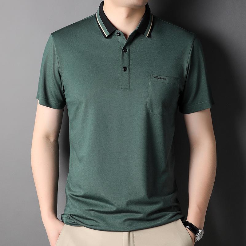 

Летняя новая мужская рубашка поло с короткими рукавами и лацканами, деловая мужская хлопковая свободная футболка XXXL