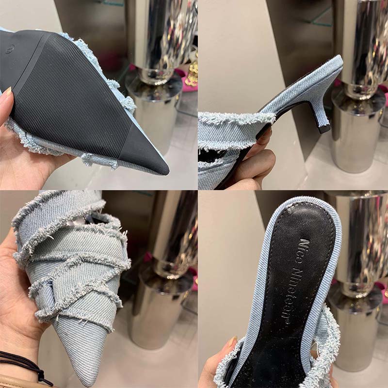 Fashion 2025 Women Mules Elegant Sandals Pumps Summer Female Shoes Low Heels New In Fashion Ladies Sandal Pointed Toe Slides Footwear