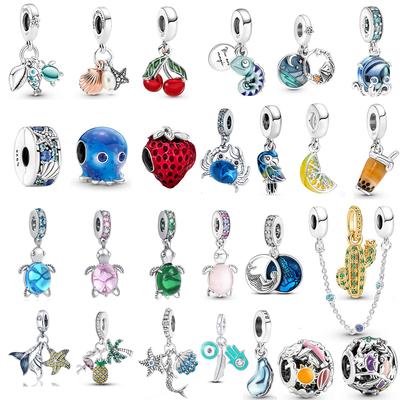 New Silver Color Ocean Series Turtle No Fade Charm Beads Fit Pendant Charms S925 Logo Original Bracelet for Women DIY Jewelry