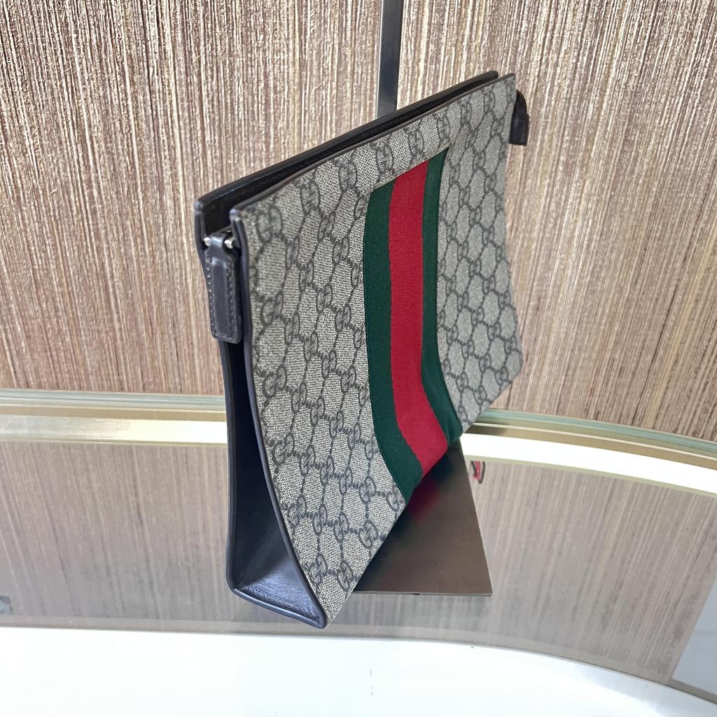 [Usato] Pochette in Tela GG Supreme con Striscia Logo Vintage e Web - Buono #10NIP2Z