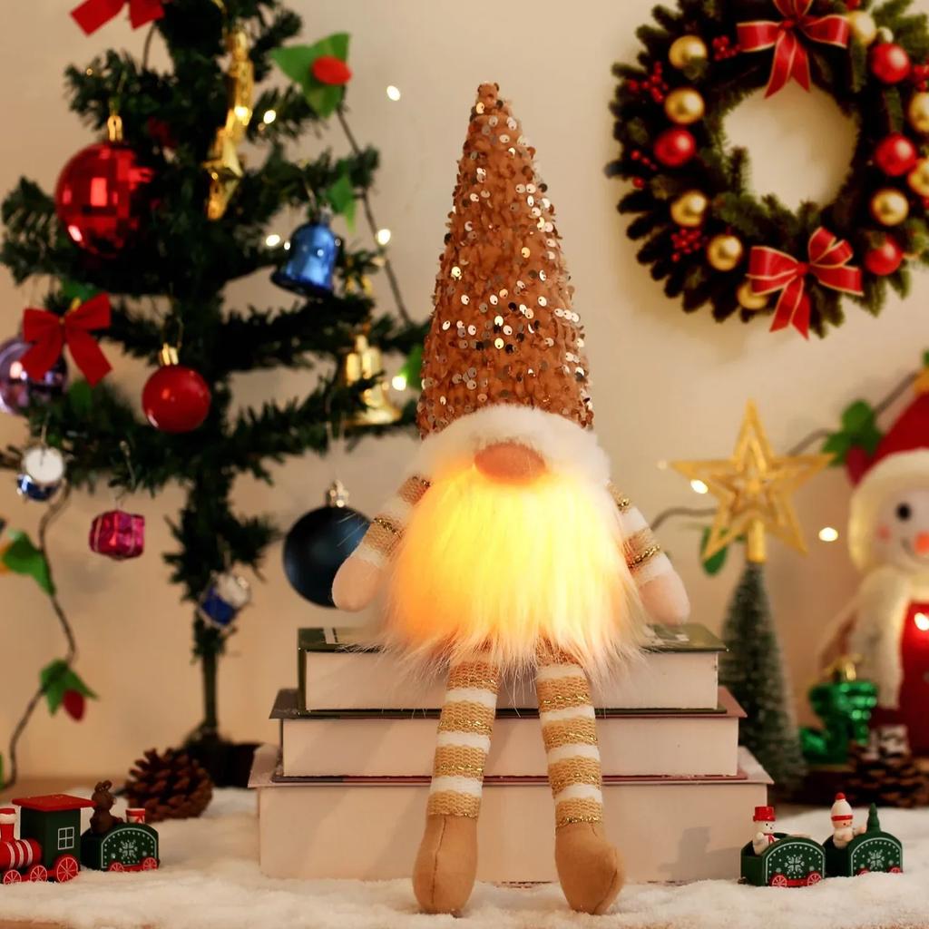 1~4 Stück Weihnachts-Puppe Elf Gestrickter Wichtel mit LED-Nachtlicht Weihnachtsdekorationen für Zuhause Weihnachten Navidad Neu Geschenk