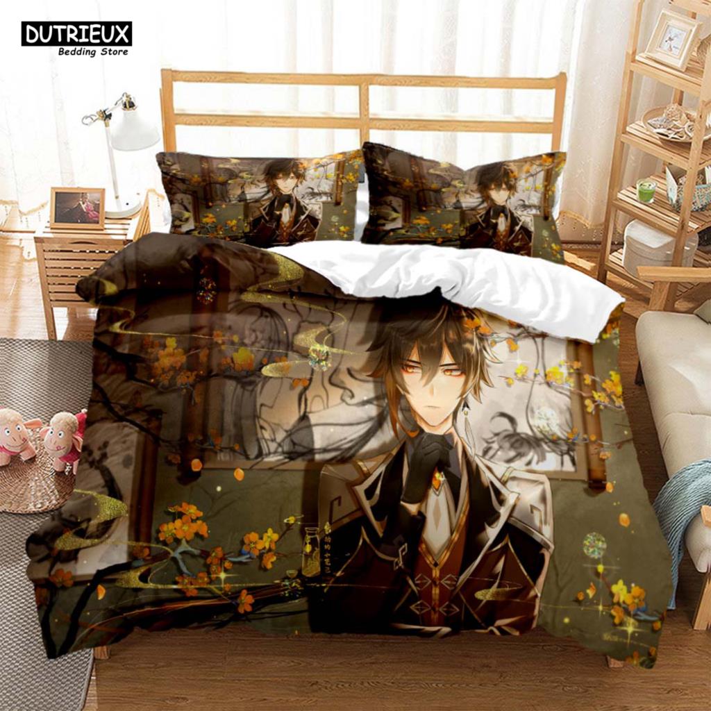 Genshin Impact Animation Cartoon Soft And Comfortable Customizable Comforter Bedding Sets Bedding Set Luxury Quilt Cover