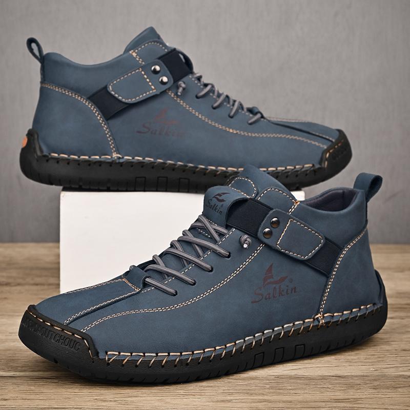 Handmade Leather Casual Men Shoes Design Sneakers Man Breathable Leather Shoes Men Ankle Boots Outdoor