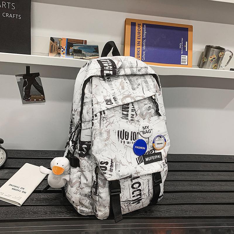 

Новый модный рюкзак с принтом, простой, для учеников средней школы, сумка для компьютера, большой вместимости, школьная сумка, студенческий рюкзак .