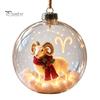 Holiday Ornaments for Bedroom Lighted Zodiac Christmas Ornament, Glowing Sign Ball with Warm LED, Xmas Tree Hanging Decorations 3D Clear Acrylic
