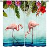 Flamingo Curtains,Tropical Plants Flower Print Window Treatments for Bedroom Living Room Jungle Animal Birds Drapes 2 Panel Set