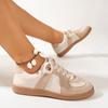 Large-sized German Training Shoes Round-toed Lace-up Flat White Sneakers Low-top Sports Sneakers