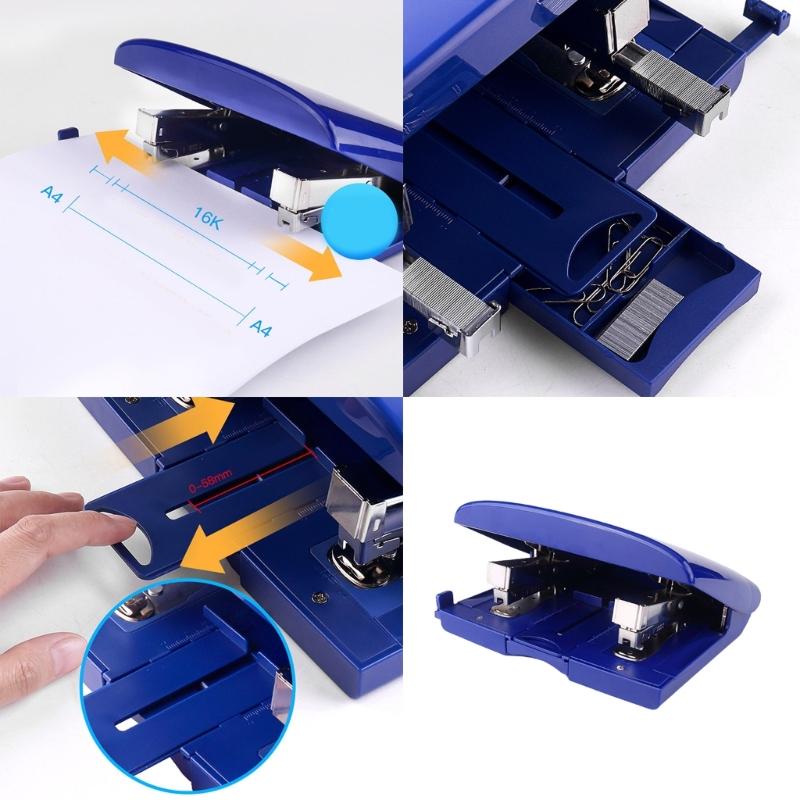 Double Head Stapler Heavy Duty Basic Stapler Labor-Saving Desk Stapler 50 Sheets Capacity Stapling Machine for Office