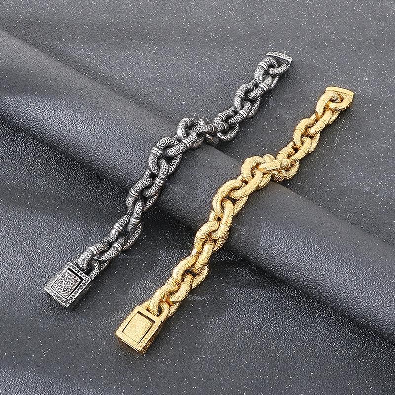Vintage Stainless Steel Chunky Link Bracelet‘s for Men 16mm Wide Large Chain Party Jewelry Personalized Gift Alien Stage