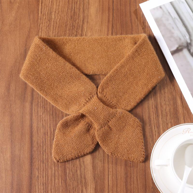 Women's 100% Wool Neck Warmer Scarf Soft Knitted Bow Knot Decoration Solid Color Fashionable Winter Accessory Fake Collar