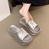 Stylish niche small man taller thick-soled cool slippers women's summer wear fashionable white wedge heels high heels sandals