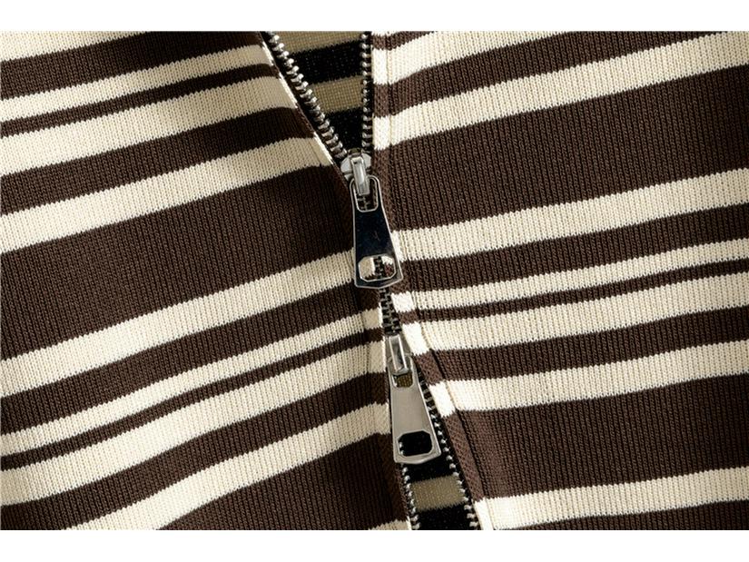 Women's Korean Fashion Striped Sweater & Wide-Leg Pants Knitted Set