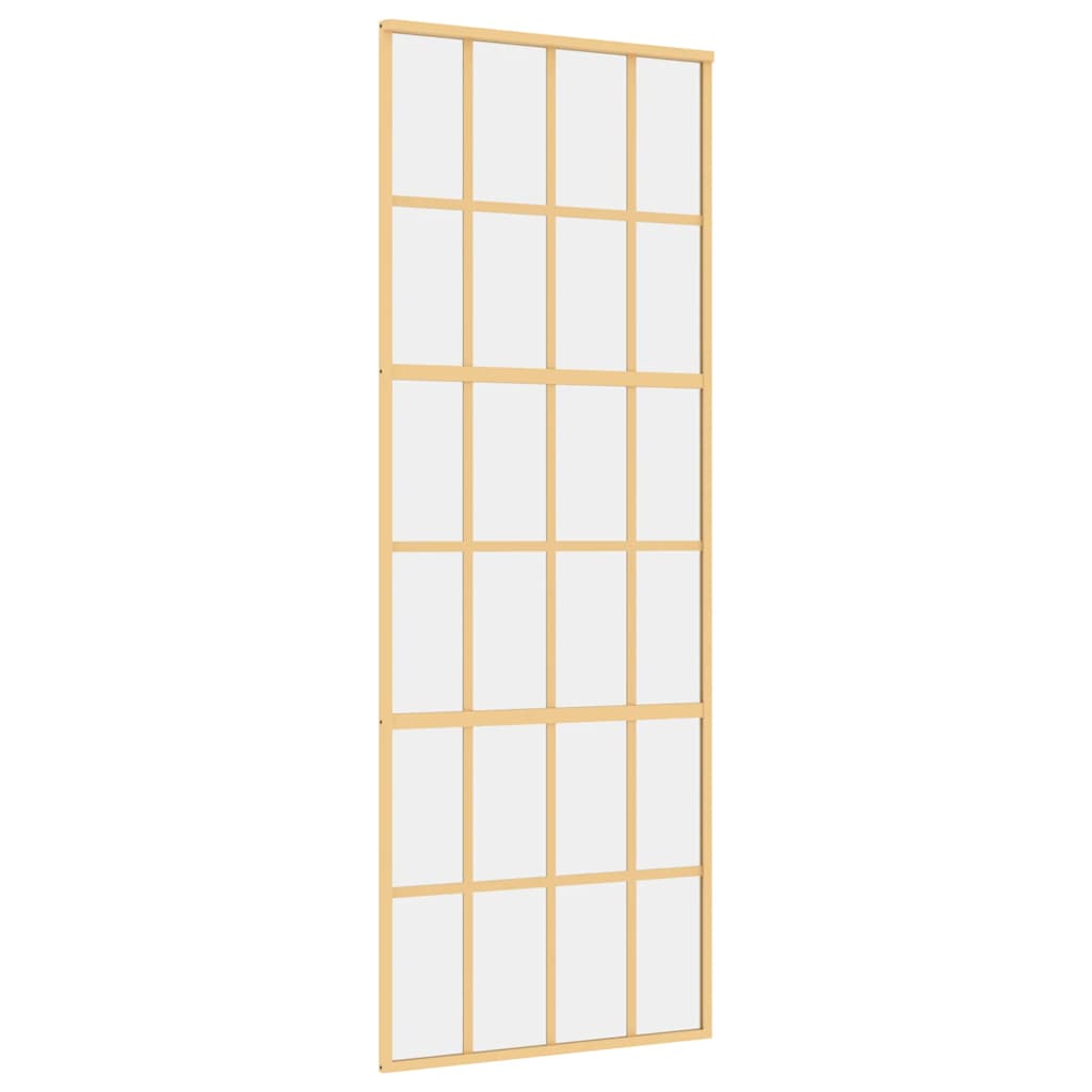 Sliding Door Gold 76x205 Cm Tempered Clear Glass and Aluminium