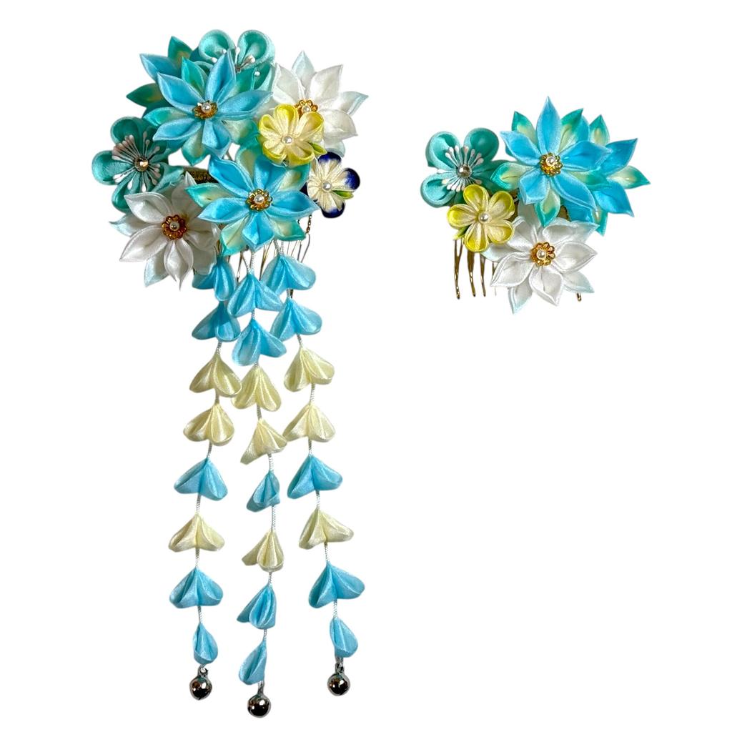 Hair Ornament for Ceremony Kimono Coming-of-Age (Light Blue) KZ-3