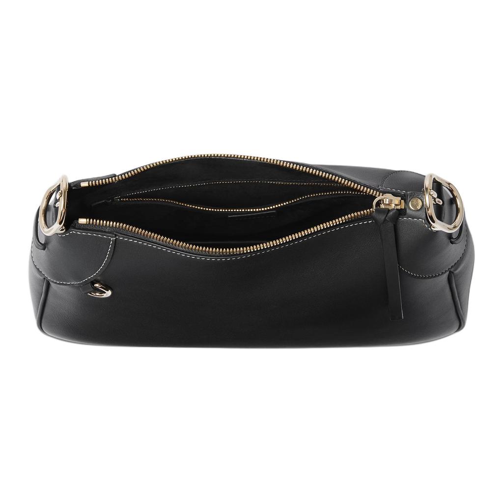 Gucci GG Emblem Logo Zip Closure Leather Underarm Handbag Medium Women Handbags Black 815216-AAEC2-1000