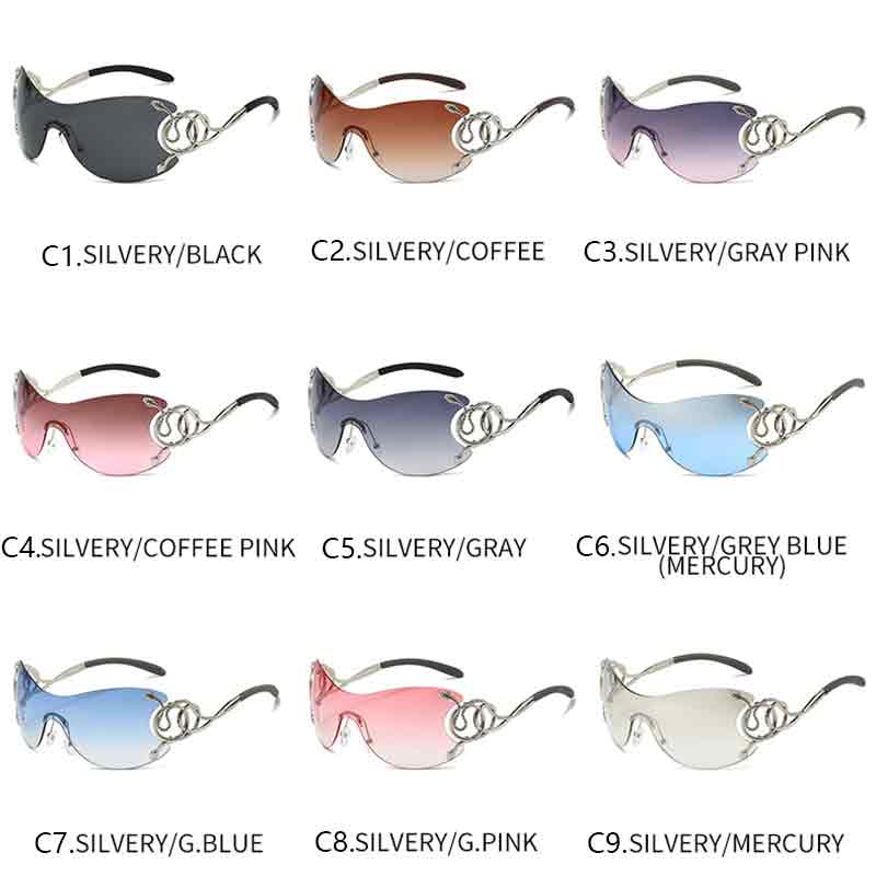 Y2k Rimless Sunglasses Luxury Women Fashion Gradient Brand Design Sun Glasses Outdoor Lady Shades Eyewear Female UV400