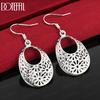 925 Sterling Silver Fashion Gift Round Pattern Pierced Earrings Jewelry