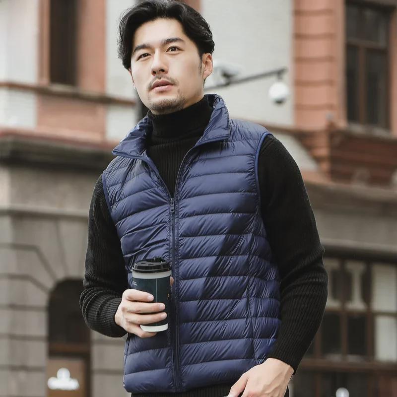 2023 Men's Stand-Up Collar Vest: Autumn & Winter Lightweight Waistcoat, Youth Large Size