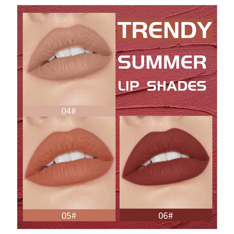 3Pcs/set Multi-color Matte Lip Gloss Non-stick Cup Long Lasting Lipstick Liquid Non-fading Lip Glaze Lip Gloss