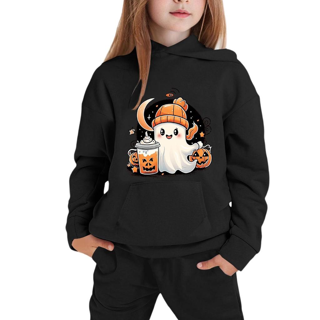 Kids Hoodie with Halloween Print - Long Sleeve Pullover Sweatshirt for Boys and Girls