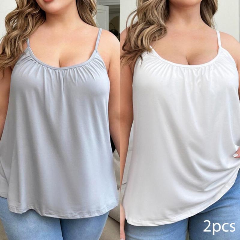 

2 шт./3 шт. Женская майка большого размера свободного кроя однотонная, жилет большого размера, топ на бретелях-спагетти L