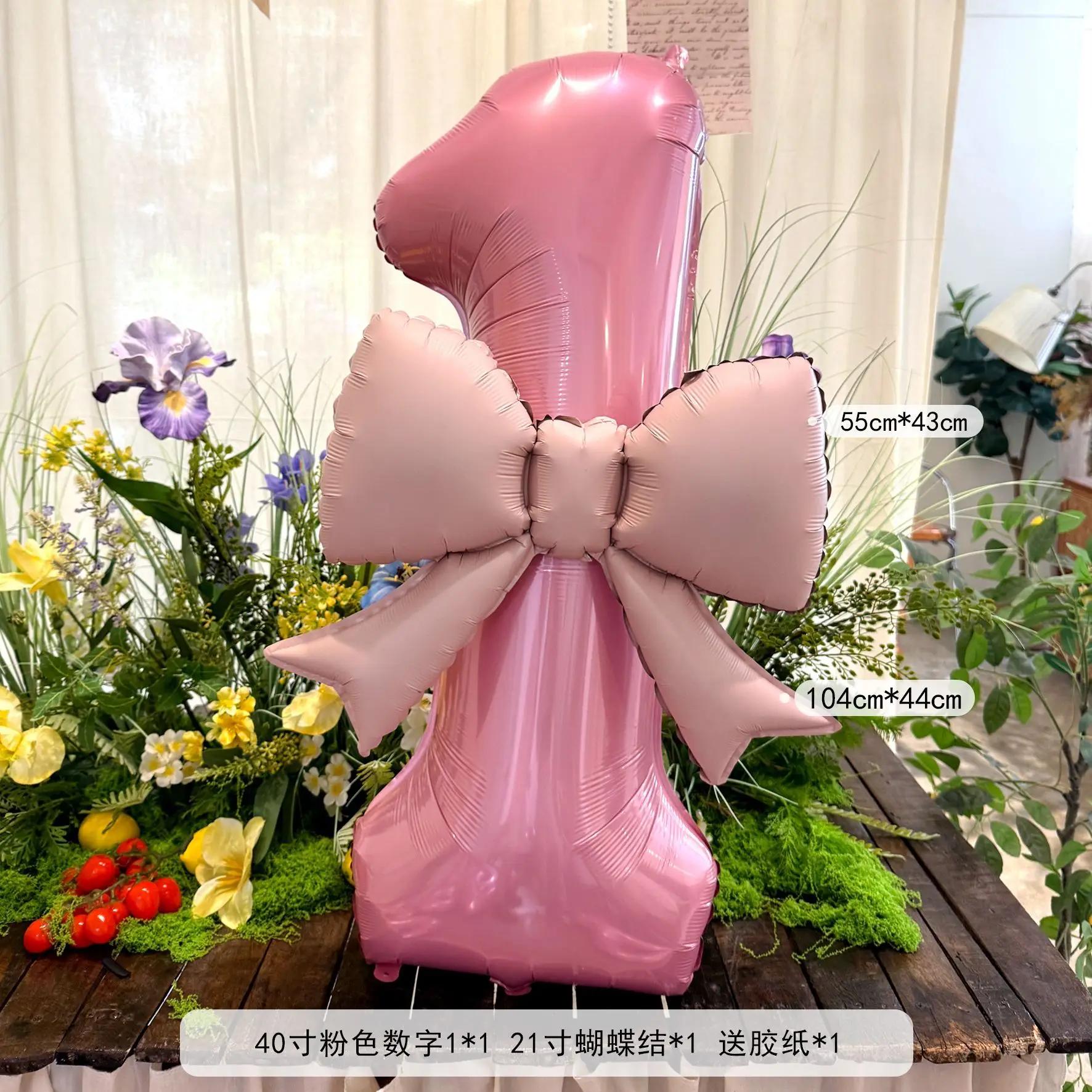 

40inch Pink Number Bowknot Aluminum Foil Balloon Wedding Birthday Party Decor Baby Shower Number 0-9 Party Photo Props Supply 40inch