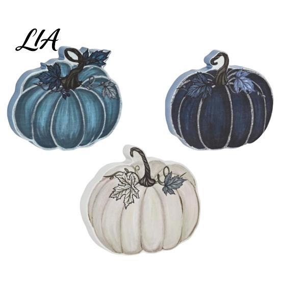 Wooden Harvest Decorations 3Pcs Pumpkin Table Decorations, Vintage Block Signs, Tabletop Ornaments Autumn Tiered Tray Decor for Thanksgiving Farmhouse