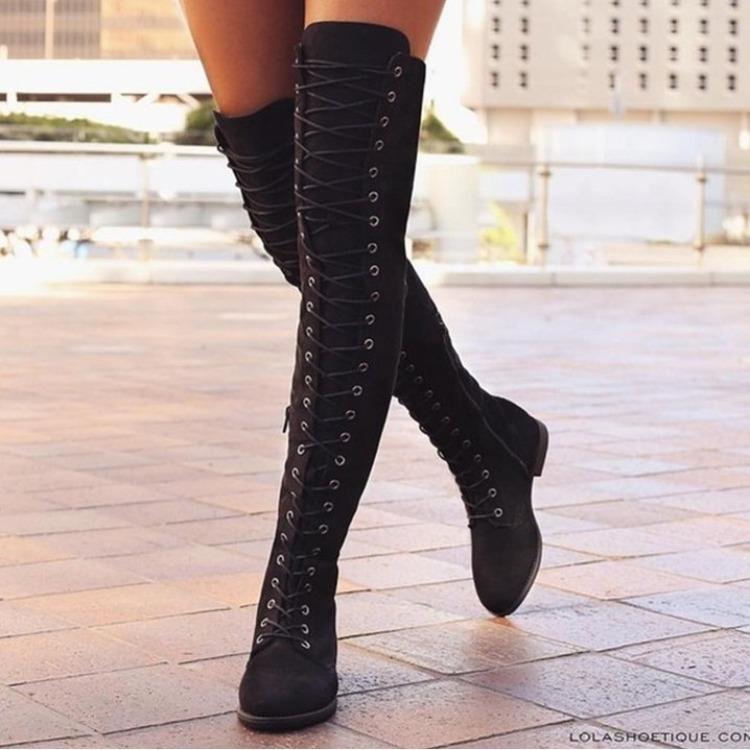

New winter large size boots wish European and American round head strap size women s boots leather boots a hair 34 зелений